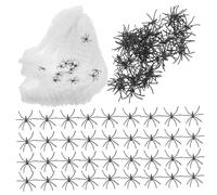 JOINPAYA 1 Ensemble De Décorations d'halloween Toile D'Araignée Artificielle Lumineuse avec Fausses Araignées Noires - Toiles D'Araignée Extensibles 300 G pour Maisons