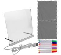JOINPAYA 1 ensemble de tableau blanc effaçable à sec en plastique avec lumière, tableau de notes et stylos colorés pour la maison, le bureau et l'école