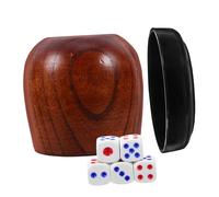 JOINPAYA 1 Ensemble Set de Tasse à Dés Bois avec Petits Dés Accessoires de Jeu de Société Pratique et pour Jeux de Société Entre