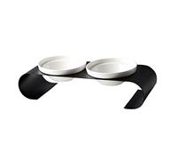 JOINPAYA 1 Pièce gamelle pour Chat Animaux de Compagnie clé élevé soulevé Double Bol pour Chat avec Support en Fer mangeoire pour Chats en céramique Le Fer Blanche