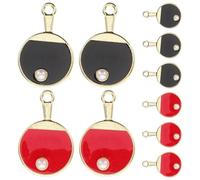 JOINPAYA 10 Breloques Pendentifs Raquette de Tennis de Table en Alliage Émaillé Rouge et Noir Mini Accessoires DIY pour Porte-Clés Bracelets à Breloques Décoratifs et Bijoux Créatifs