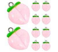 JOINPAYA 10 Pièces Breloques Fabrication de Bijoux Charmes de Fruits en Résine, Charme Pêche Rose, Forme Pêche, pour Porte-clés et Pendentifs de Paquet à Dos