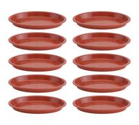JOINPAYA 10 pièces Soucoupes Ovales pour Pots de Fleurs Rouge Brique Plateaux de Drainage pour Plantes Intérieur et Extérieur Supports Résistants Résine pour Bonsaï et Jardinières
