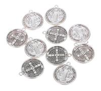 JOINPAYA 10pièces Médaille Saint Benoît Métal Pendentif Religieux avec Chapelet Breloque Porte-clés pour Création de Colliers