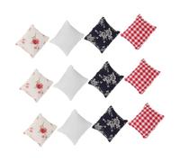 JOINPAYA 12 pièces Miniature Dollhouse Sofa Pillows Set Simulated Decorative Cushions in Grid Floral Patterns Scaled Mini Furniture Accessories for Creative Dollhouse Layouts
