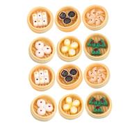 JOINPAYA 12 pièces Miniature Steamed Bun Models Set Realistic Resin Mini Food Ornaments for Miniature Kitchen Photography Home Decor and Early Childhood Teaching Props