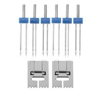 JOINPAYA 2 Jeux D’Aiguilles Doubles Multifonctions Universelles pour Machines à Coudre Pied Presseur 9 Rainures Accessoires Couture pour Tissus Tricotés et Denim Kit 2 Pièces Pratique