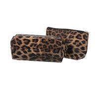 JOINPAYA 2 Paquet de Toilette Portables en Cuir PU à Imprimé Léopard, Fermeture Éclair Facile à Transporter, Trousse de Maquillage pour Femme, à Glisser Un Paquet à Main