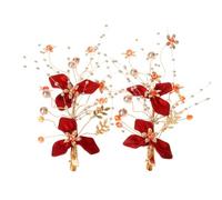 JOINPAYA 2 Pièces Accessoires pour Cheveux Rouge en Alliage pour Mariage Style Chinois, Coiffe Élégante Facile à Décorer pour Femmes et Filles Lors de Cérémonies