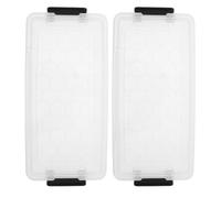JOINPAYA 2 Pièces Boîte à Crayons Transparente, Plumier Scolaire en Plastique 1,4 L Rectangulaire avec Couvercle, Empilable, pour Crayons et Fournitures Scolaires, Studios et Salles