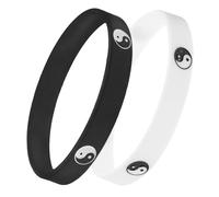 JOINPAYA 2 pièces Bracelets Yin Yang Silicone et Caoutchouc pour Couples Unisexe Design Tai Chi Accessoire de Mode Chic et Mystérieux