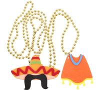 JOINPAYA 2 pièces Collier Mexicain Cartoon Fiesta Pendentif Cape et Chapeau Feutre Accessoire Décoratif pour Fête Cinco De Mayo