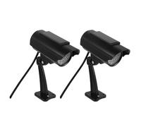 JOINPAYA 2 Pièces Fausse Caméra de Sécurité Extérieure en Abs Noir Apparence Haute Simulation et Installation Flexible pour Maison et Garage Étanche