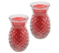 JOINPAYA 2 Pièces Lampe à Huile du Temple Bougie à Beurre, Forme Ananas 4,5 Pouces, Verre et Cire, Rouge, Jusqu’à 3 Jours, sans Goutte, pour Contemplation et Espaces de Contemplation