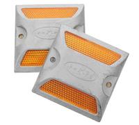 JOINPAYA 2 pièces Réflecteurs de Route Aluminium Moulé avec Sable Marqueurs Réfléchissants Durables pour Allées Trottoirs et Routes Haute Visibilité Jour et Nuit Résistance Aux Intempéries