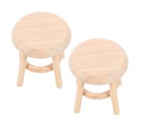 JOINPAYA 2 Pièces Scale Dollhouse Bar Chairs Mini Round Stool for DIY Kitchen Living Scene Accessories