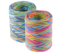 JOINPAYA 2 Rouleaux de Ruban de Raphia Coloré pour Emballage Présent Ficelle Raphia Rustique 6 Couleurs Rouleau DIY pour Loisirs Créatifs et Décorations de Noël