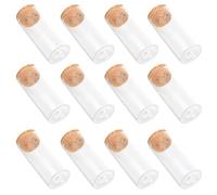 JOINPAYA 20pièces Tubes à Essai Verre Borosilicate avec Bouchon Liège Flacons de Laboratoire pour Stockage de Poudres Bonbons Huiles Essentielles Bocaux Transparents Durables