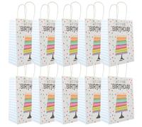 JOINPAYA 24 Sachets Présents D'anniversaire en Papier Kraft Blanc à Motif Gâteau, Paquet à Friandises pour Fête, Pochettes D'anniversaire Résistantes et Réutilisables, pour Bonbons