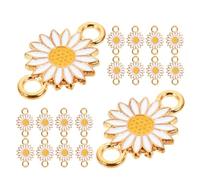 JOINPAYA 25 Breloques Pendentifs Marguerite en Alliage Blanc à Double Trou - Connecteurs Floraux pour Création de Bijoux DIY Bracelets Colliers et Porte-Clés - Accessoires Artisanaux 25