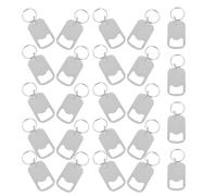 JOINPAYA 26 Pièces Porte-clés Ouvre-bouteille Plat en Alliage D'aluminium Argenté, Décapsuleur Robuste Attache Sécurisée, pour Fêtes et Pique-niques en Plein Air
