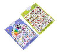 JOINPAYA 2pièces Affiche Éducative Audio Bilingue pour Garçon Fille De Posters Interactifs Anglais Et Chinois pour Éveil des Tout-Petits Fruits Couleurs Et Formes