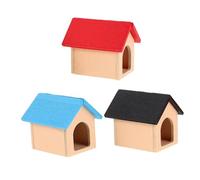 JOINPAYA 3 Pièces Miniature Dog House Wooden Dollhouse Pet Accessories Scale Tiny Puppy Kennel for Fairy Garden Outdoor Scenery and Dollhouse Playset