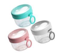 JOINPAYA 3pièces Contenants pour Overnight Oats PC Léger et Résistant Lot Couvercles Étanches et Cuillères Déjeuner Travail Voyage et Gym Blanc Rose