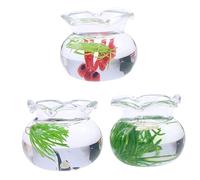JOINPAYA 3pièces Miniature Fish Tank Glass Bowl Decor for Tiny House Realistic Landscape Accessories