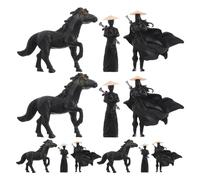 JOINPAYA 4 Chevaliers en Cape, 4 Chevaux Noirs Debout, 4 Épéistes, Décoration Micro-Paysage pour Terrarium, Aquarium et Bonsaï, Ornement Miniature D'œuvre d'art