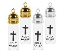 JOINPAYA 4 Pièces Bouteille en Verre pour Eau Bénite Catholique avec Couvercle Étanche et Croix, pour Cérémonie Religieuse et Pratique Spirituelle à Domicile