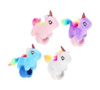 JOINPAYA 4 Pièces Bracelet Élastique Animaux Peluche de Bracelets Slap Licorne pour Fête Anniversaire et Décorations Festives