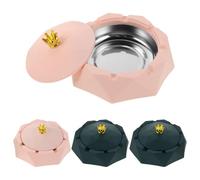 JOINPAYA 4 Pièces Cendrier à Cigarettes en Acier Inoxydable avec Couvercle, Forme Couronne, Portable et Facile à Nettoyer, pour Bureau et Usage Extérieur