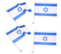JOINPAYA 4 pièces Drapeaux Auto Israël Décoratifs pour Fenêtres de Voiture Polyester Résistant Décoloration avec Poteaux pour Identité Nationale