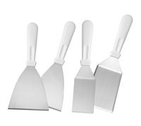 JOINPAYA 4 Pièces Ensemble De Pelle De Cuisine Spatule en Acier Spatule à Frire pour Spatule à Griller Universel Multifonctionnel Inoxydable Outil De Cuisine Ustensiles à Steak PP Blanche
