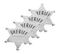 JOINPAYA 4 pièces Étoile de Shérif Broche Alliage de Zinc Badge Épingle Western pour Cosplay Policier Halloween Accessoires Déguisement Cowboy