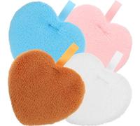 JOINPAYA 4 Pièces Houppettes en Coton de Cœur, Lavables et Adaptées aux Doigts, Accessoires de Maquillage pour Femmes pour Application de Poudre Visage et Maquillage Longue Tenue Couleur