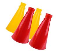 JOINPAYA 4 pièces Lot de Mégaphones Plastique Jaune et Rouge Amplificateurs de Voix Réutilisables pour Supporters de Football Accessoires de Fête et Jeux