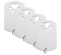 JOINPAYA 4 pièces Plaques Identification Chiens Acier Inoxydable Forme Patte Résistantes à Eau Lot de Étiquettes Blanches Gravables pour Chiots et Animaux Petits