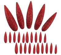 JOINPAYA 40 Pièces Faux Ongles Rouges Pailletés à Coller, Couverture Complète, Réutilisables, Application Rapide pour Fêtes et Performances sur Scène, Style Festif et Éclatant