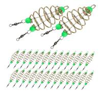 JOINPAYA 45 Pièces Olive Shape Luminous Spring Fishing Feeder Cage for Carp Fishing Metal Bait Trap Basket with Glow Beads for Coarse Lure Rig
