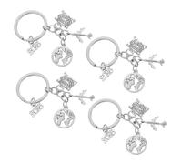 JOINPAYA 4pièces Porte-clés Avion de Voyage Lot pour Remise de Diplôme Bijoux Métalliques Fait Main Cadeau pour Femme et Homme Décoration Sac à Dos