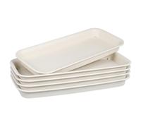 JOINPAYA 5 pièces Soucoupe Rectangulaire Beige pour Pots de Plantes Plateau Plastique Chaleur pour Drainage et Protection des Surfaces Facile à Nettoyer Adapté Aux Bonsaïs et Plantes
