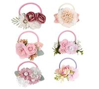 JOINPAYA 6 Pièces Élastiques à Fleurs pour Lot de Accessoires Coiffure Bandes Élastiques Colorées pour Cérémonies