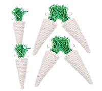 JOINPAYA 6 pièces Lot de Jouets à Mâcher Herbe Tressée Forme de Carotte pour Hamsters et Cobayes Bâtons à Ronger Naturels pour Soins Dentaires et Stress des Petits Rongeurs