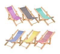 JOINPAYA 6 pièces Miniature Pliante Chaise de Plage Décorative pour Maison de Poupée Micro Paysage Transat Poupée Portable