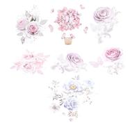 JOINPAYA 7 Feuilles D’Autocollants Thermocollants Floraux pour Vêtements en PET Motifs Transfert à Chaud Résistants au Lavage Stickers Thermocollants DIY pour T-Shirts Vestes et Paquet