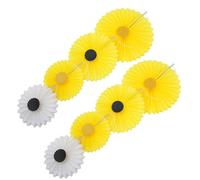 JOINPAYA 8 Pièces Éventails en Papier Alvéolé Jaunes et Blancs, Décoration Fleurs en Éventail pour Fête d'anniversaire, Mariage et Décoration Murale, Kit Déco Thème Tournesol, Réutilisable