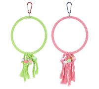 JOINPAYA à Mâcher pour Perroquet en Corde de Coton 2 Pièces Cercle d'escalade Suspendu pour Cage, Balançoire, et Activité Mentale des Oiseaux de Toutes Tailles Couleur Aléatoire