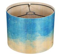 JOINPAYA Abat-Jour Vintage en Bambou pour Lampadaires et Lampes de Table à Vis E27 30X30X23Cm Bleu Style Européen